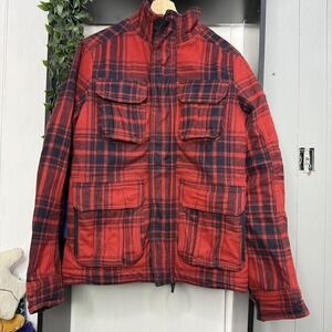 Abercrombie & Fitch Pine Point Jacket Mens Medium Red Plaid Field Lined Buffalo